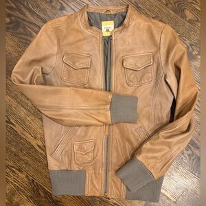 Fossil Brown Leather Bomber Jacket
